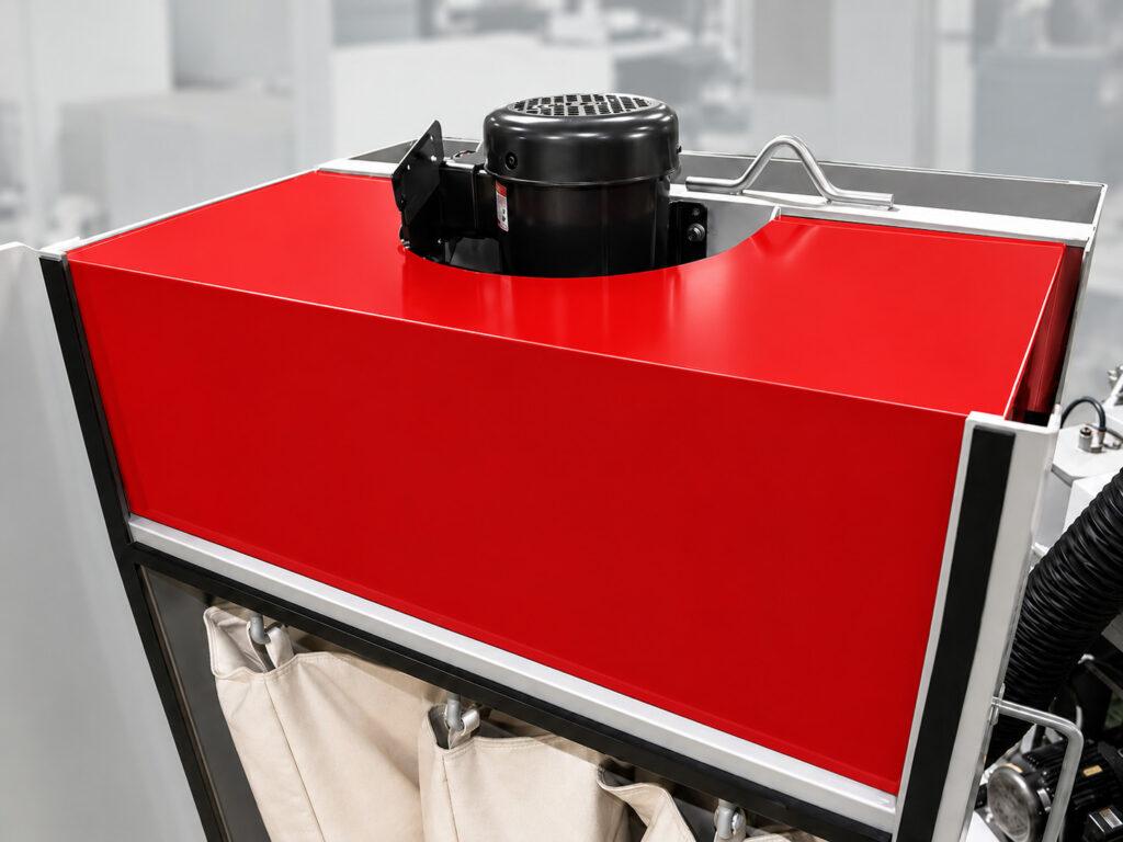 Silencer installed on a Winona Van Norman Bag House Style Dust Collector, designed to reduce exhaust noise while maintaining efficient airflow and dust collection performance.