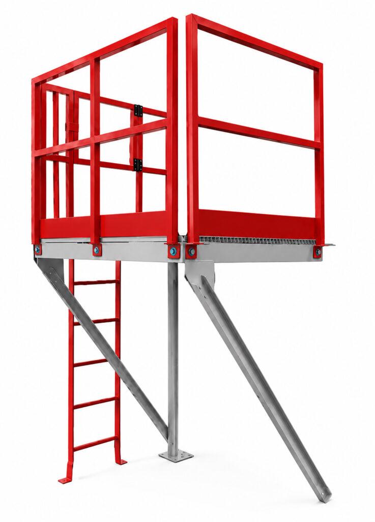 Service platform on a Winona Van Norman Bag House Style Dust Collector, providing safe and convenient access for filter maintenance, inspections, and servicing.