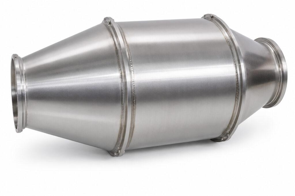 Spark trap on a Winona Van Norman Bag House Style Dust Collector, designed to capture sparks and hot particles before they enter the filtration system.