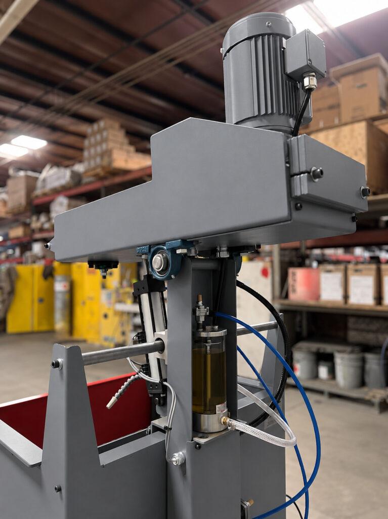 Close-up view of the rear honing head on the Winona Van Norman PS1370 Power Stroke Hone highlighting the drive assembly, precision components, and heavy-duty construction.