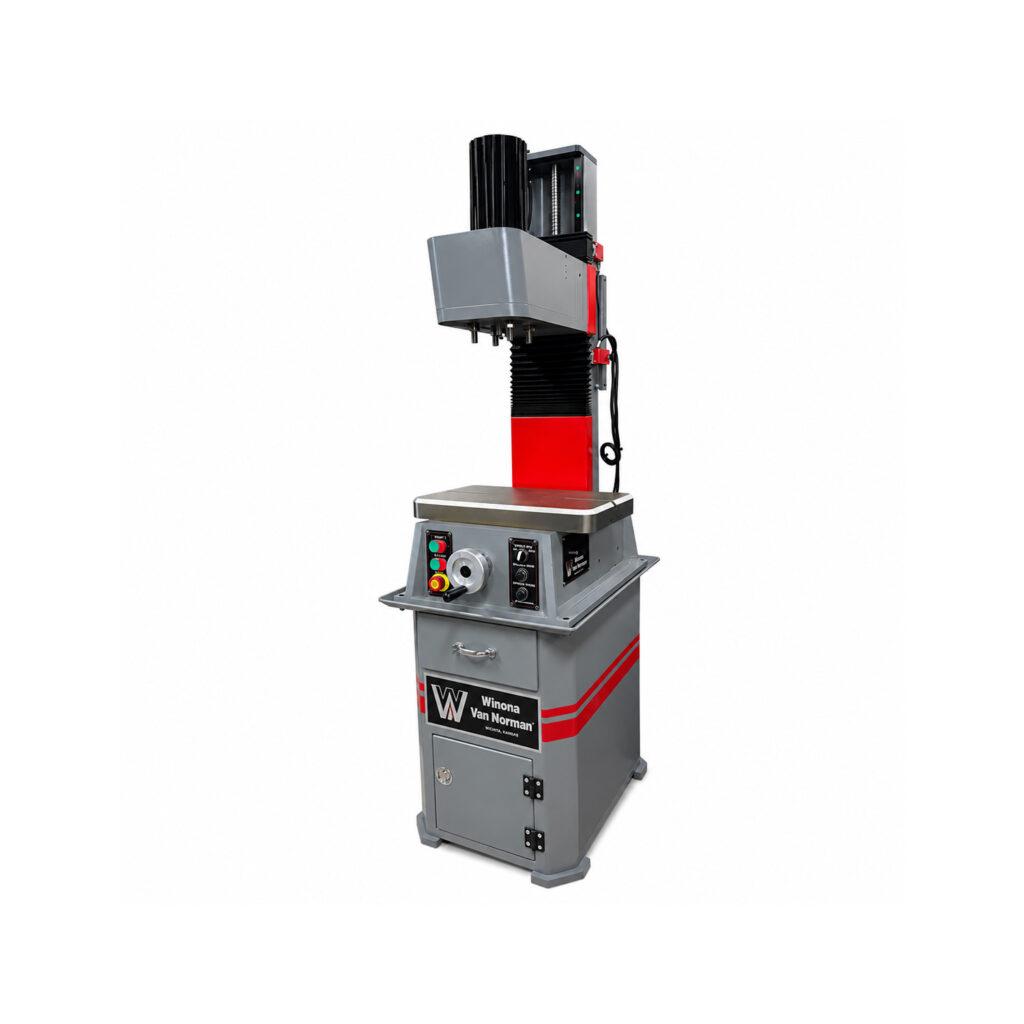 Angle view of a Winona Van Norman CBMX Small Engine Boring Machine designed for accurately machining motorcycle and small-engine cylinders.