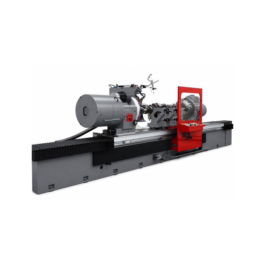 Angle view of a Winona Van Norman Crankshaft Grinder engineered for precision crankshaft reconditioning and journal restoration.