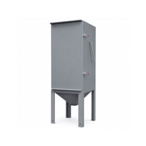 Angle view of a Winona Van Norman Bag House Style Dust Collector featuring the filtration housing, dust collection hopper, filter bag section, and industrial support structure for efficient airborne particulate removal.