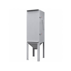 Angle view of a Winona Van Norman Bag House Style Dust Collector featuring the filtration housing, dust collection hopper, filter bag section, and industrial support structure for efficient airborne particulate removal.