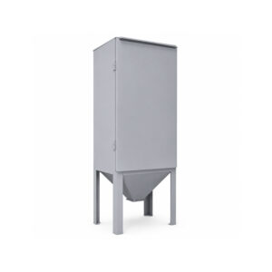 Angle view of a Winona Van Norman Bag House Style Dust Collector featuring the filtration housing, dust collection hopper, filter bag section, and industrial support structure for efficient airborne particulate removal.