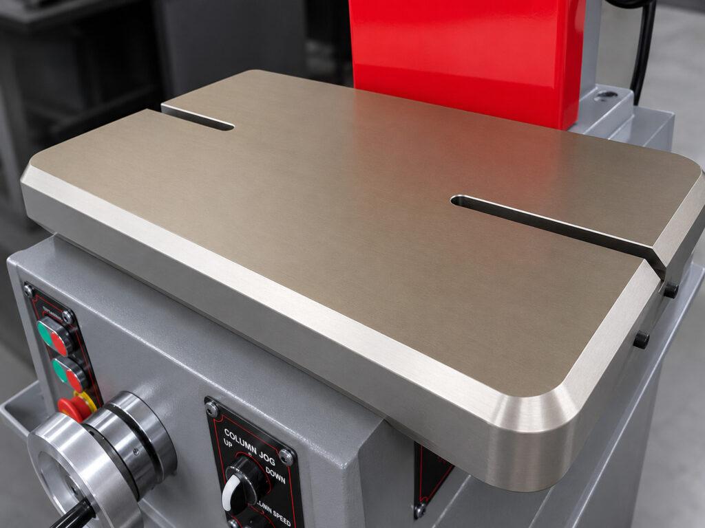 Close-up of the floating table on a Winona Van Norman CBMX Small Engine Boring Machine designed to support accurate cylinder positioning and alignment during boring operations.
