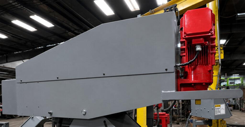 Close-up view of the honing head and drive motor on the Winona Van Norman PS2V Power Stroke Hone showcasing the precision honing assembly and heavy-duty power system.