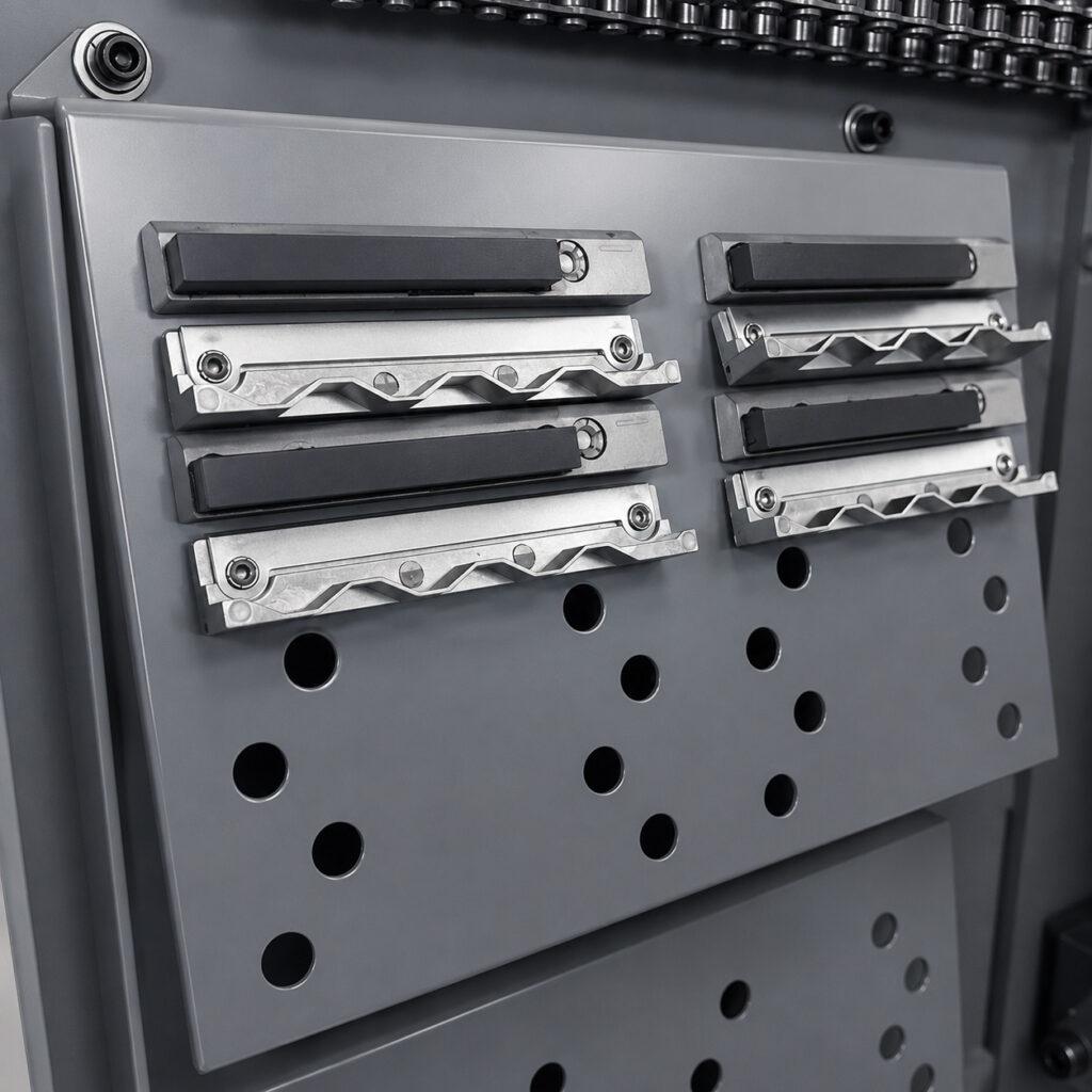 Close-up view of the honing stone holder on the Winona Van Norman PS2V Power Stroke Hone showcasing the precision stone mounting system for accurate and consistent cylinder bore honing.