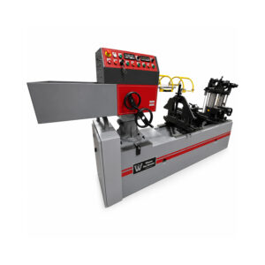 Angle view of a Winona Van Norman Line Boring Machine featuring a precision boring bar, rigid machine frame, adjustable workholding system, and operator controls for accurate engine block line boring.