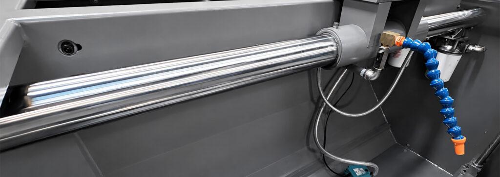 Close-up view of the movement bar on the Winona Van Norman PS2V Power Stroke Hone used to guide and support the smooth, controlled travel of the honing head during operation.