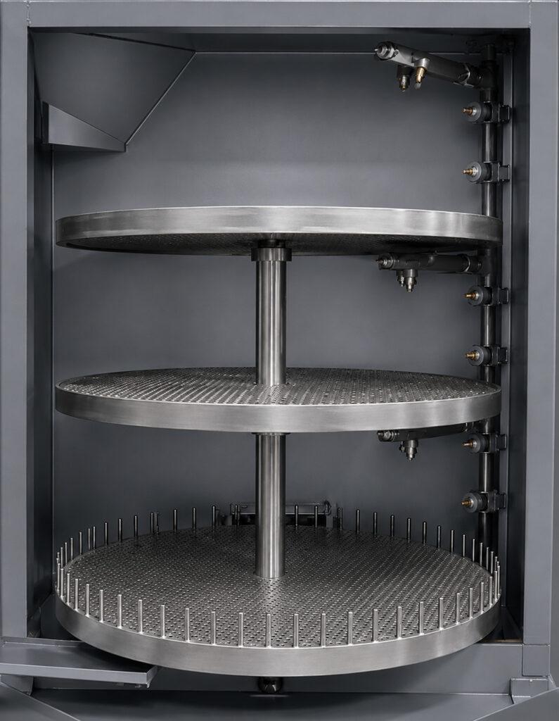 Close-up of the optional parts trays for a Winona Van Norman Table Washer used to securely hold smaller components during the cleaning process.