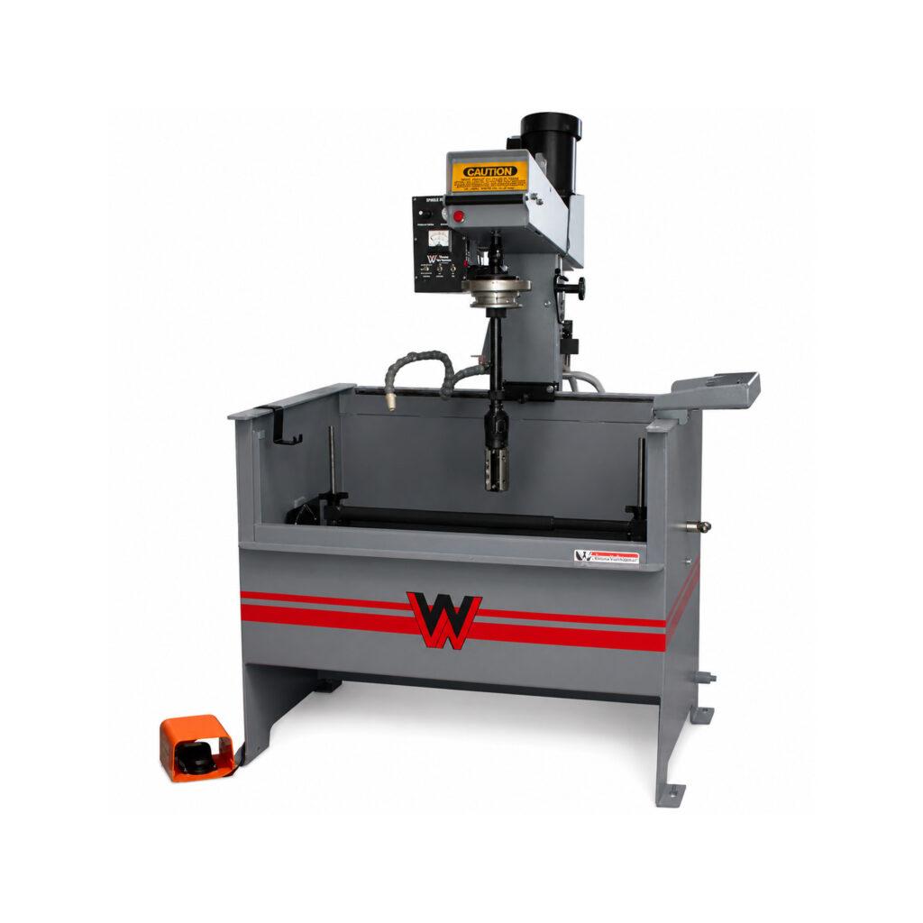 Angled view of the Winona Van Norman PS2300D Power Stroke Hone showcasing its precision honing system, heavy-duty frame, and operator-friendly controls.