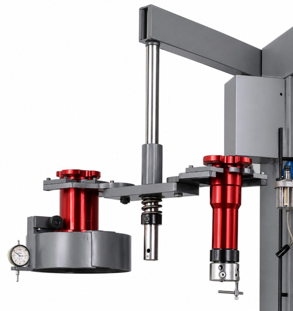 Close-up of the optional tool holder on the Winona Van Norman Vertical Boring Machine designed to securely hold boring tools for accurate machining operations.