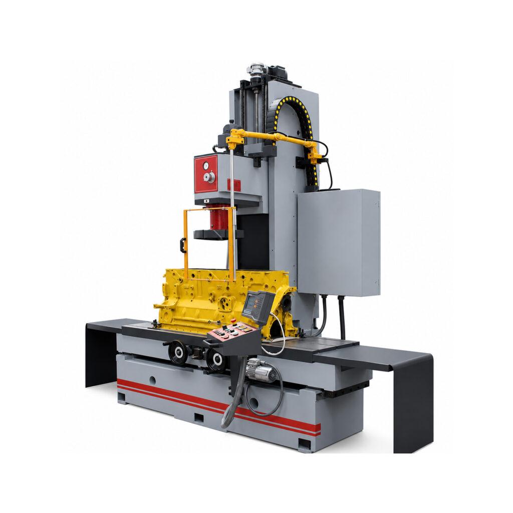 Angle view of the Winona Van Norman Vertical Boring Machine showcasing the precision boring head, work table, and heavy-duty machine construction.