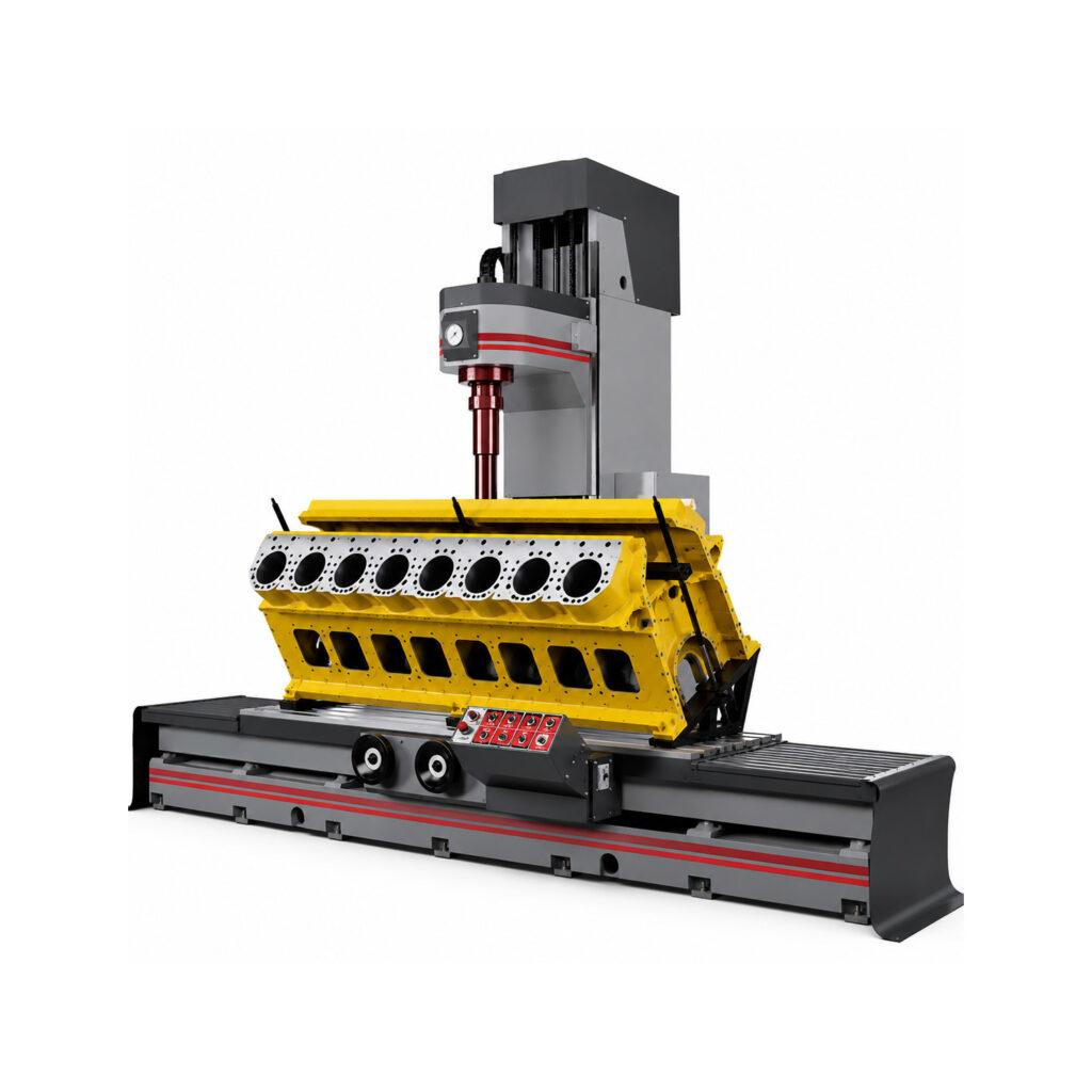 Angle view of the Winona Van Norman Vertical Boring Machine showcasing the precision boring head, work table, and heavy-duty machine construction.