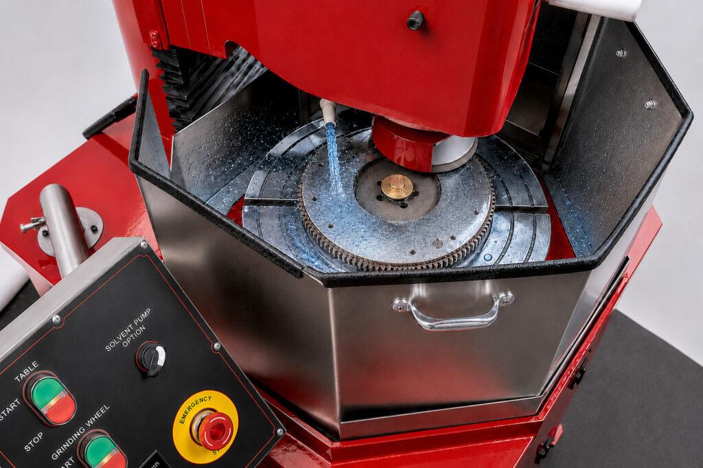 Close-up view of the Winona Van Norman Flywheel Grinder highlighting the precision grinding assembly, worktable, and machining components.