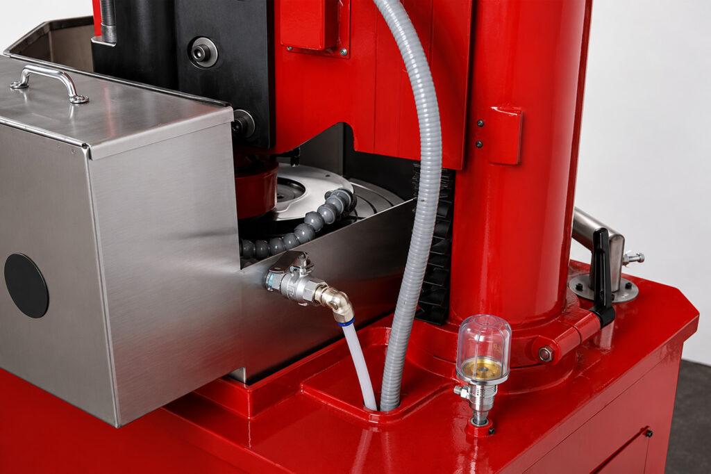 Close-up view of the Winona Van Norman Flywheel Grinder highlighting the precision grinding assembly, worktable, and machining components.