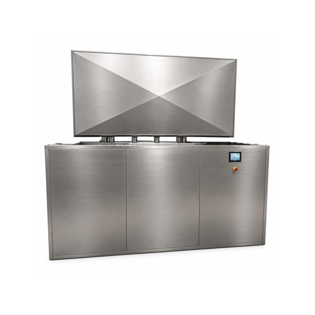 Angle view of a Winona Van Norman Ultrasonic Washer designed for precision cleaning of engine components and intricate industrial parts.