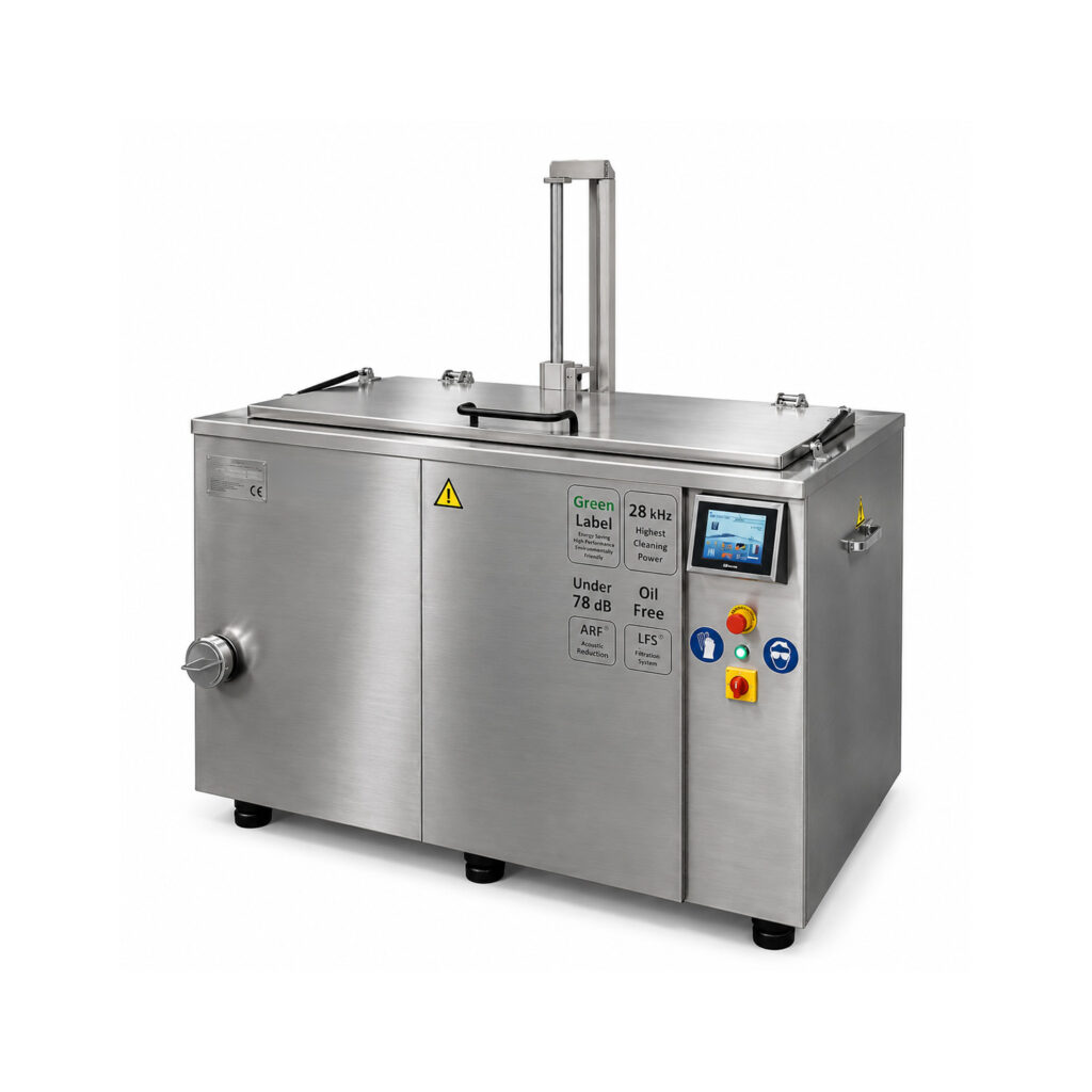 Angle view of a Winona Van Norman Ultrasonic Washer designed for precision cleaning of engine components and intricate industrial parts.