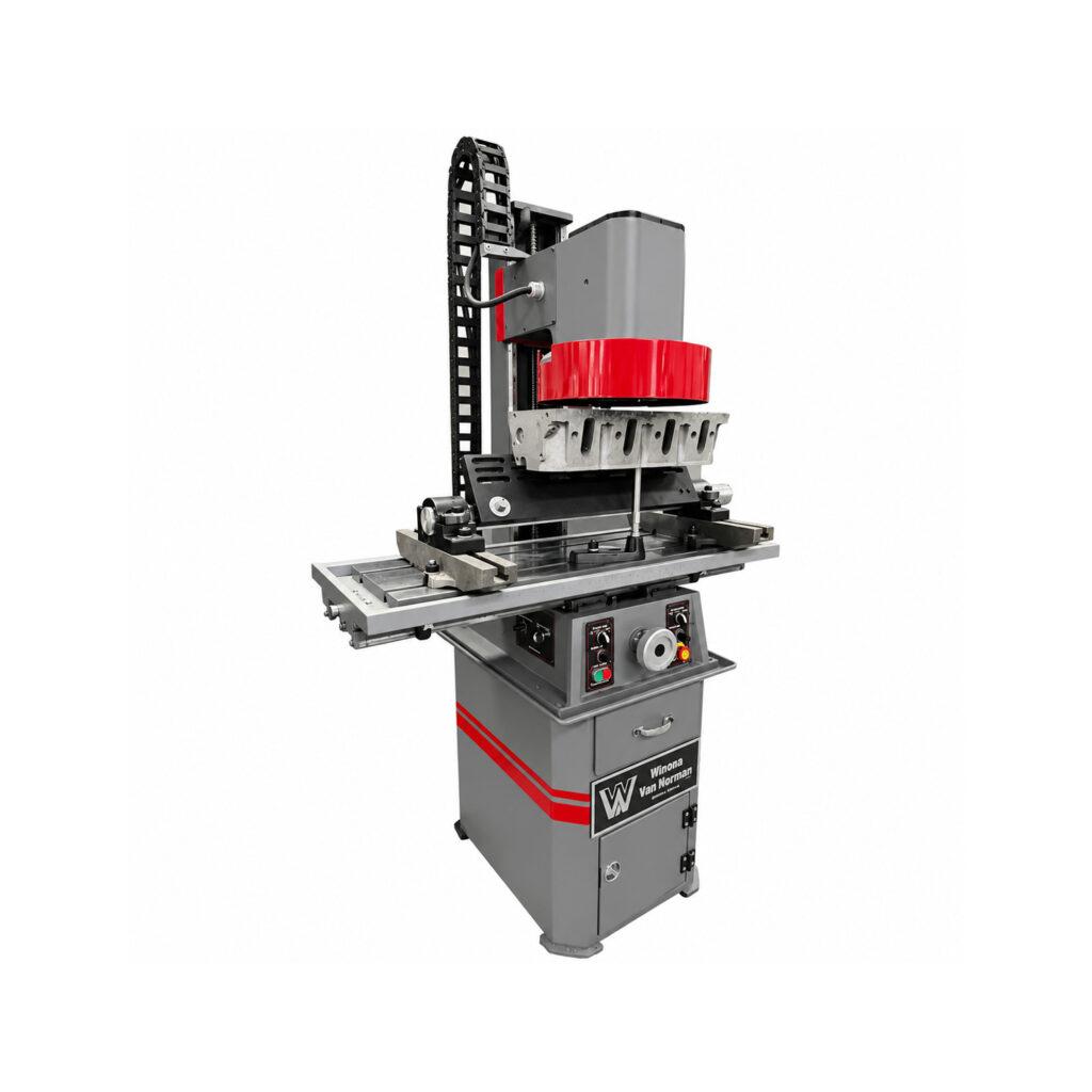 Angle view of the Winona Van Norman SM-E Surface Milling Machine showcasing the precision milling head, work table, and heavy-duty machine construction.