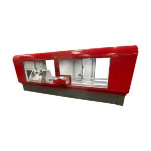 Angled view of Winona Van Norman’s automated crankshaft polisher showing industrial polishing system designed for precision finishing of crankshaft components.